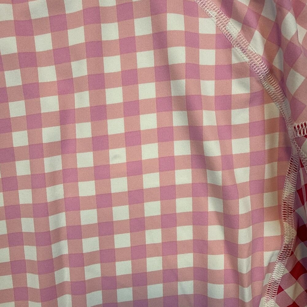 Draper James Lands' End UPF 50 Girls Rash Guard M 10-12 Pink Red Gingham - Picture 2 of 8